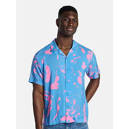 Disney Men's Mickey Mouse Graphic Button-Up Shirt (XL-3XL, Light Blue) $3.90
