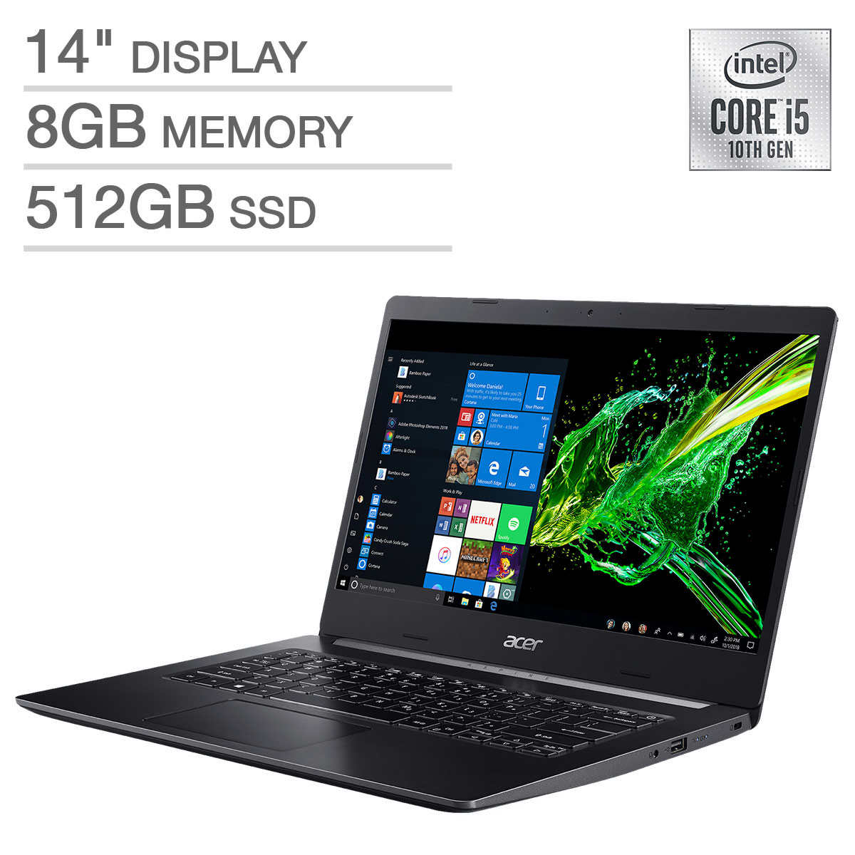 Acer Aspire 5 14" Laptop - 10th Gen Intel Core i5-10210U - IPS 1080p - 8GB RAM - 512GB SSD - WiFi 6  $599.99