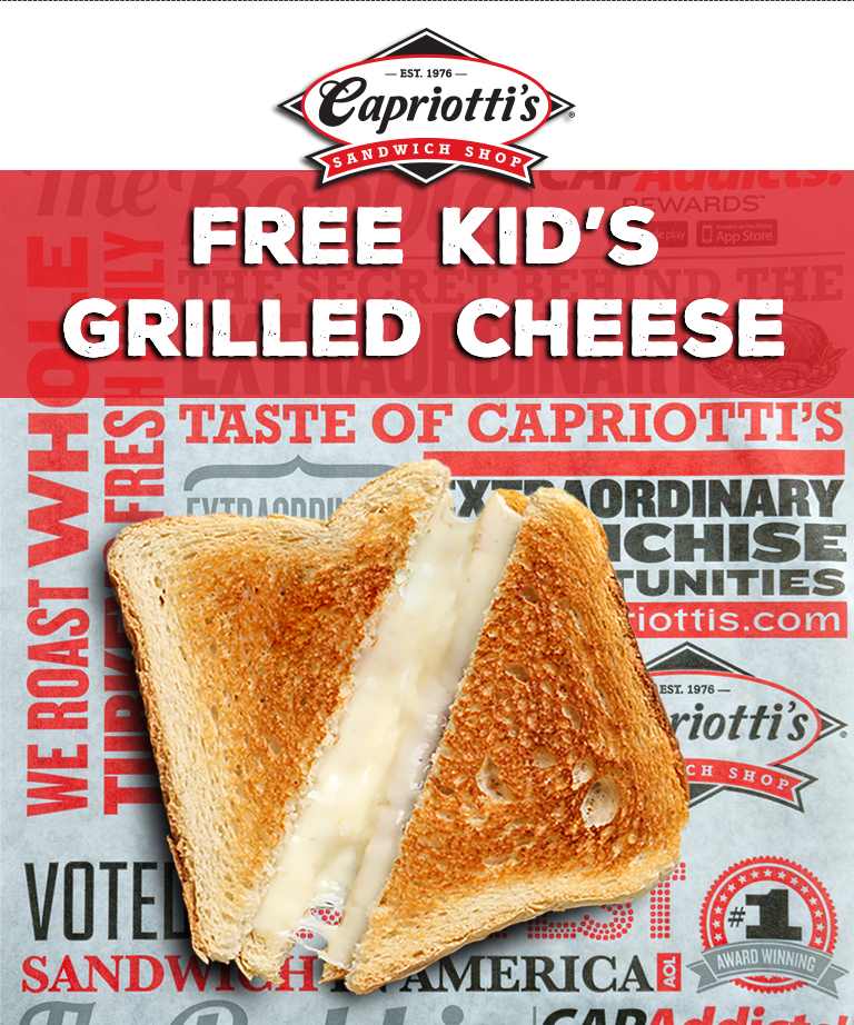 Capriotti's Free Kid's Grilled Cheese and Free Delivery