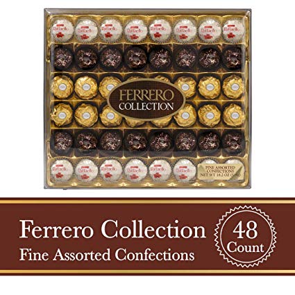 Ferrero Rocher Fine Hazelnut Milk Chocolate and Coconut Confections, 48 Count, Assorted Chocolate Candy Collection Gift Box $15.09 + free s/h