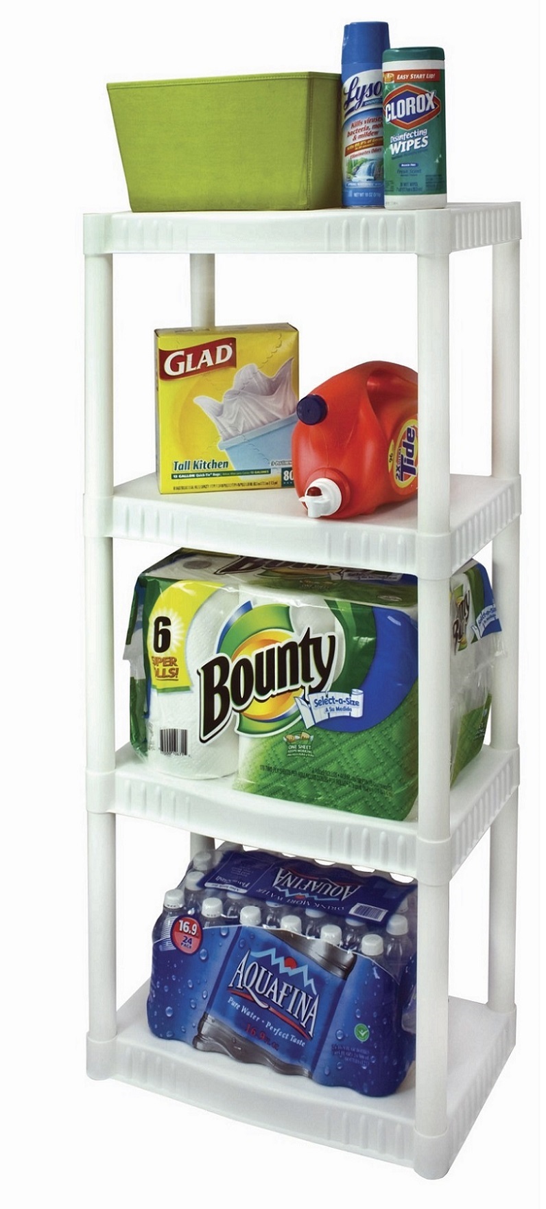Plano 22"W x 14"D x 48"H 4-Shelf Shelving Unit, White $14.97