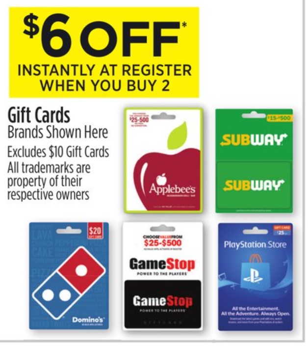 $30 in Subway Gift Cards for $24(20% off), Dollar General B&M