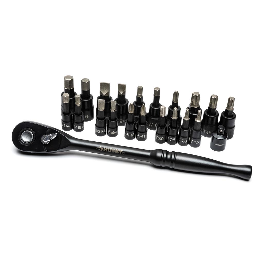 Husky 1/4 and 3/8 in. Drive Diamond Bit Ratchet and Socket Set (22-Piece) $19.97 @ Home Depot