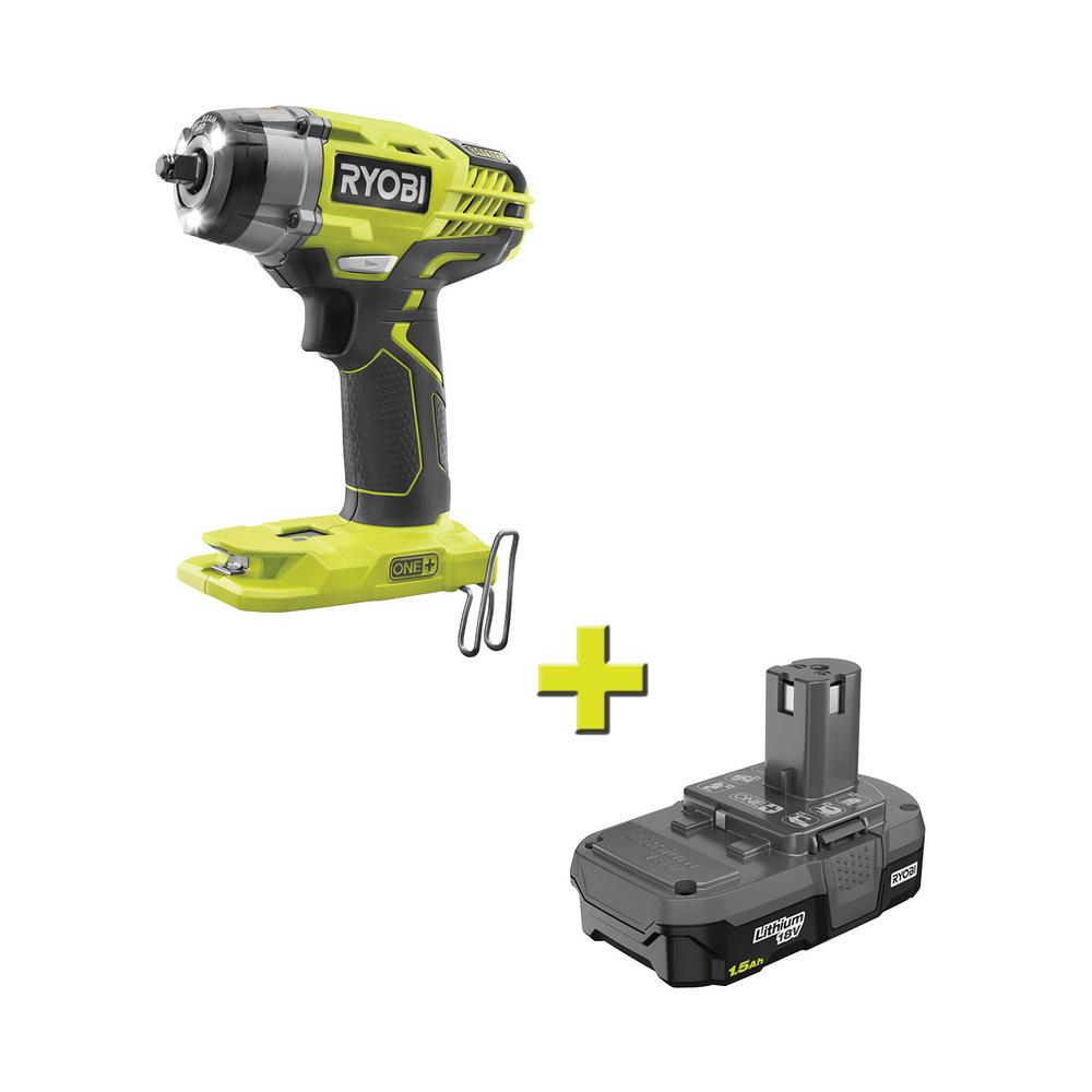 RYOBI 18-Volt ONE+ Cordless 3/8 in. Impact Wrench & 1.5 Ah Lithium-Ion Battery $79.00 @ Home Depot