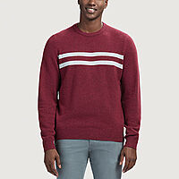 IZOD Striped Mens Crew Neck Long Sleeve Pullover Sweater - Large Velvet Maroon $10.39