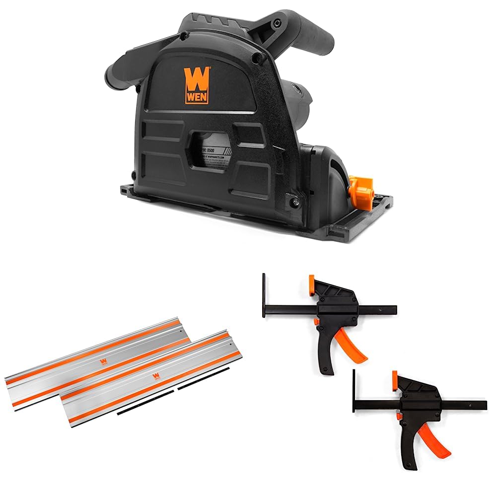 WEN 10-Amp 6.5-Inch Sidewinder Circular Track Saw, 110-Inch Track Saw ...
