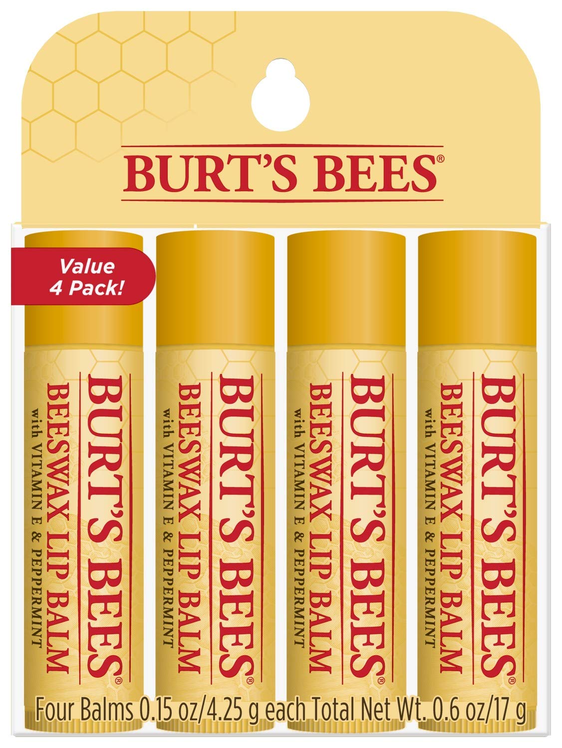 Burt's Bees 100% Natural Moisturizing Lip Balm, 4 Tubes - $2.87 FS w/ Prime