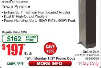 Klipsch RF82 II 8" FloorStanding Speaker - Black $197AC @Frys (11/27)