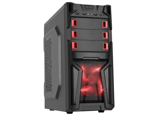 DIYPC Solo-T1-R Black USB 3.0 ATX Mid Tower Gaming Case w/Red LED Fans $15 AR@Newegg