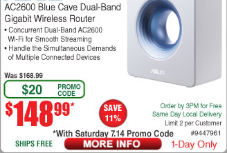 ASUS Blue Cave AC2600 Dual Band Router $149 AC @Frys