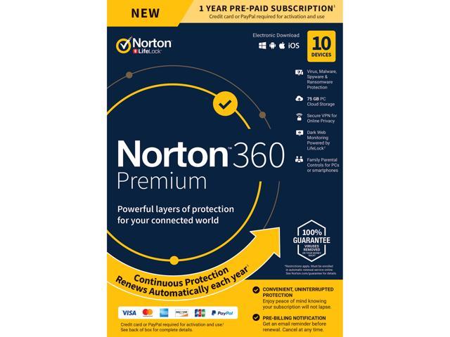Norton 360 Premium Antivirus Software, 10 Devices $25