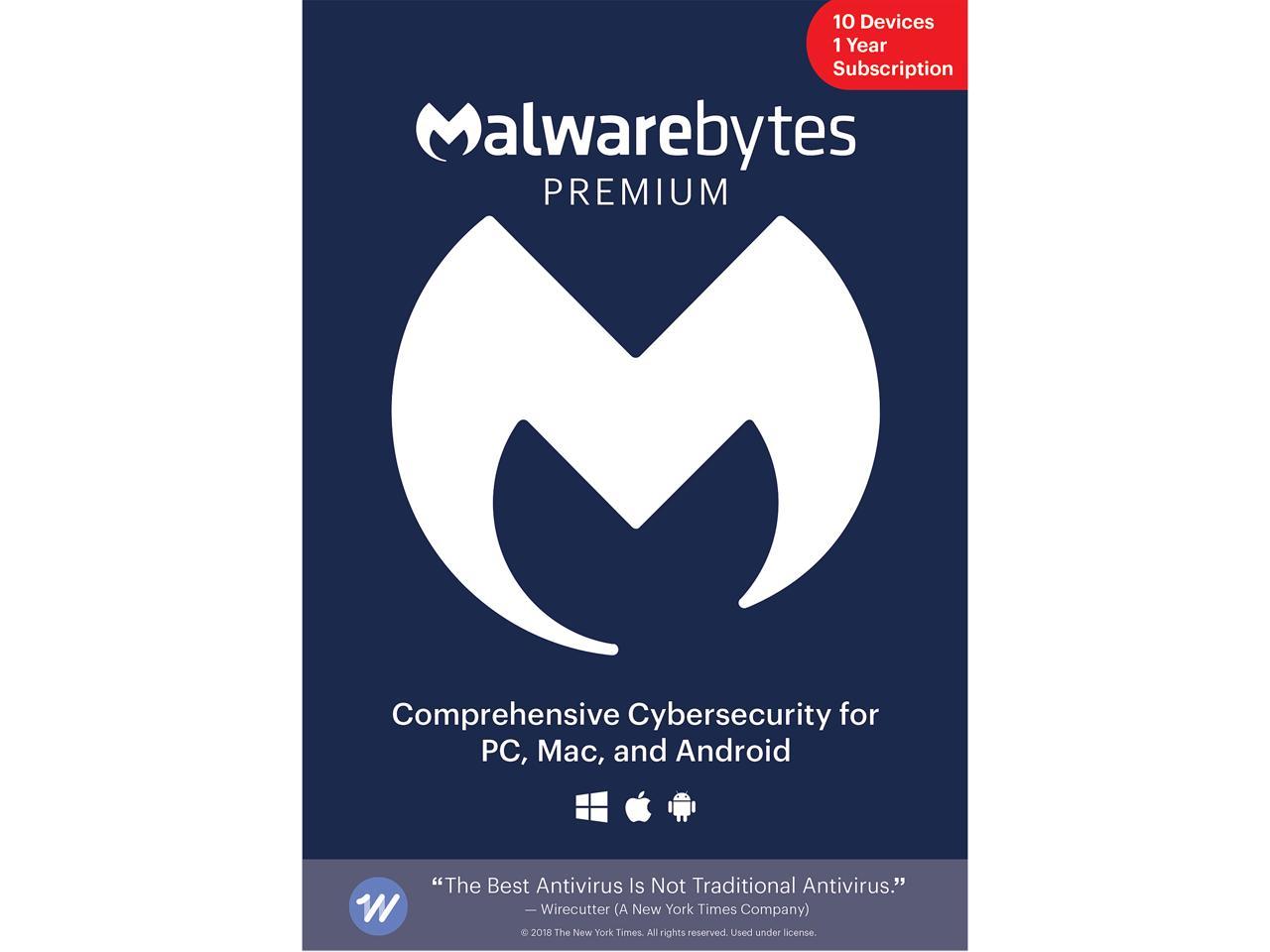 Malwarebytes Anti-Malware Premium 3.0 - 10 Devices / 1 Year [Download] |  Key Card @Newegg $50