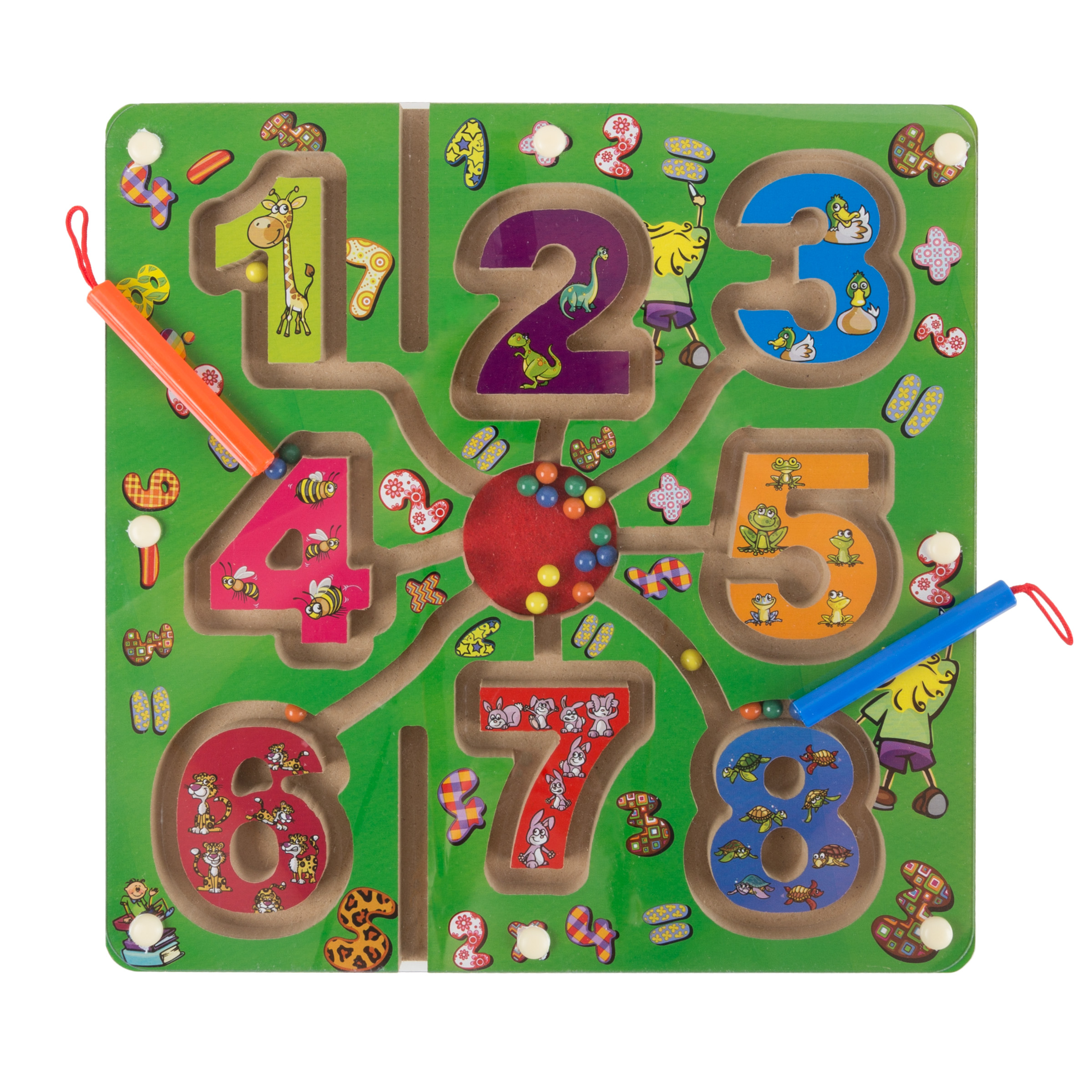 Wooden Number Maze-Colorful Zoo Animal Toy with 2 Magnet Pens-Activity Board Educational STEM Learning Toy for Preschool Boys and Girls $7.5