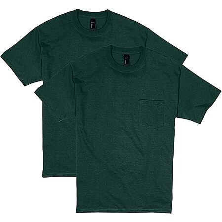 2-Pack Hanes Men's Beefy-t 100% Cotton Heavyweight Pocket T-Shirt (Various Colors) $11 