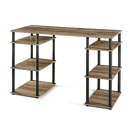 Mainstays 6-Shelf No Tools Computer Desk (Rustic Brown,  47.64" W x 20" D x 29.8" H) $38.75 + Free Shipping