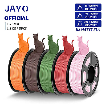 5-Pack 1.1kg JAYO High Speed PLA Matte 1.75mm 3D Printer Filament (Various) $44.30 + Free Shipping