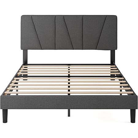 Zinus Queen Size Maya Upholstered Bed Frame w/ Asymmetric Headboard (Dark Grey) $99.15 + Free S&H