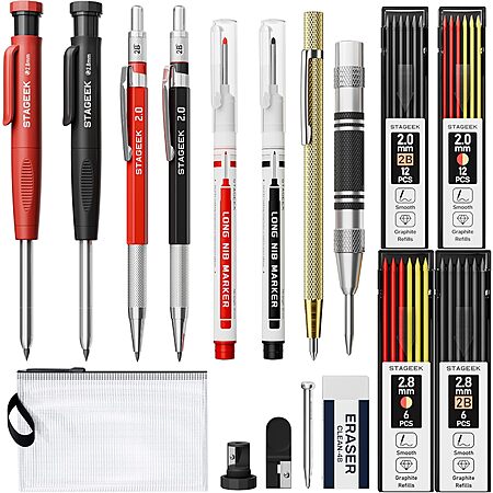 STAGEEK Mechanical Carpenter Pencil Sets: 22-Pc $13.80, 17-Pc $12