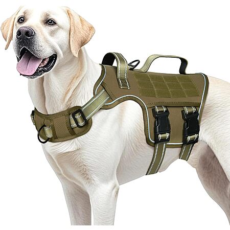 RunFido Tactical No-Pull Dog Harness w/ MOLLE System & Reflective Strips (Large) $10