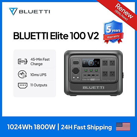 Refurbished: Bluetti Elite 100 V2 1800W/1024Wh Portable Power Station $289 + Free S&H