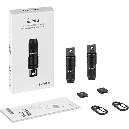 2-Pk OLIGHT IMINI 2 EDC 50 Lumens Rechargeable Keychain Flashlight