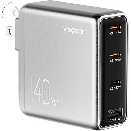 wegear 140W 4-Port GaN USB-C Charger w/ Foldable Plug $24 + Free S&H