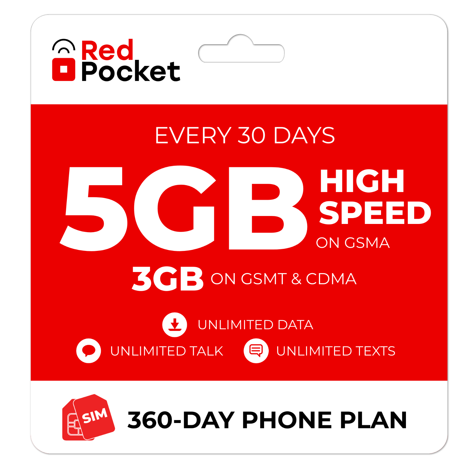 RedPocket Prepaid Plan: UnImtd Everything, GSMA 5GB(GSMT & CDMA 3GB) $10/mo Annual Plan $120