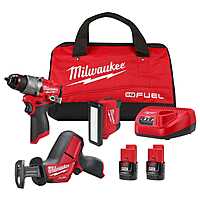 M12 FUEL 12-Volt Li-Ion Brushless Cordless Hammer Drill Combo Kit, Reciprocating Saw, Flood Light w/2 Batteries (3-Tool) $199.99
