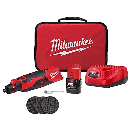 Milwaukee M12 (Newer) 2525-21 Brushless Rotary Tool with 2.0 Ah, charger and soft case $119