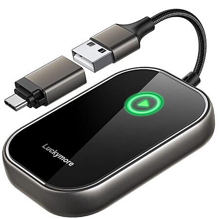 Luckymore Wireless Carplay Adapter, Converts Wired to Wireless Carplay Dongle for Wireless Control $20.99