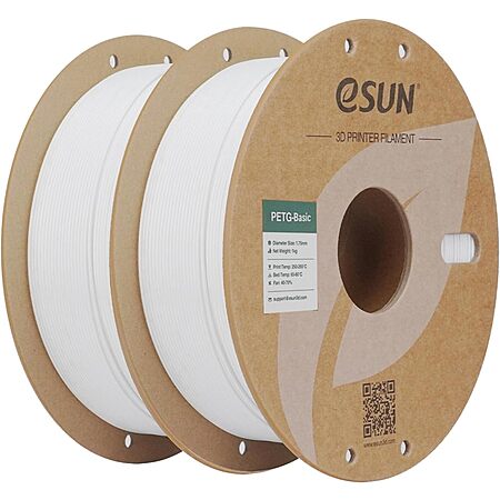 eSUN PETG Basic Filament 1.75mm $8.50/roll shipped. $17.01 for 2 pack
