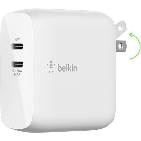 Belkin Dual Port (up to) 68W GaN USB C Charger $23 