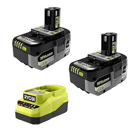 RYOBI ONE+ 18V Lithium Starter Kit with (2) 4 Ah Batteries, 2A Charger, and a FREE tool for $129