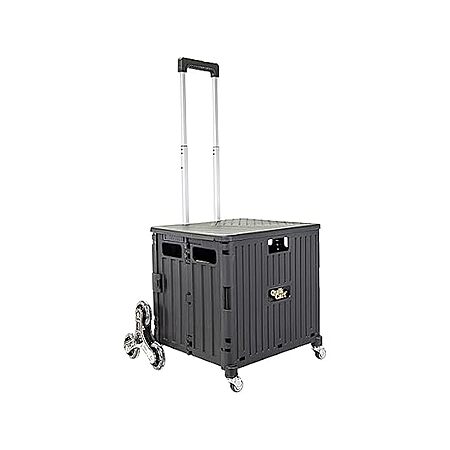 dbest products Heavy Duty Collapsible Rolling Quik Cart Stair Climber Utility Crate w/ Seat (Black) $39.99 or Less + Free Shipping w/ Prime