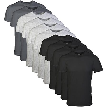 10-Pack Gildan Men's Cotton Blend Crew T-Shirts (3 Colors, L or 2XL) $21 