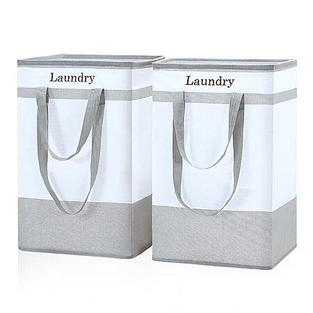 2-pk 78L FairyHaus Collapsible Laundry Basket w/ Easy Carry Handles