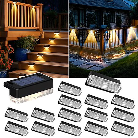 16-Pack Auderwin Solar Deck Lights (Warm White) $13.64 + Free Shipping w/ Prime or on $35+ (1 replies)