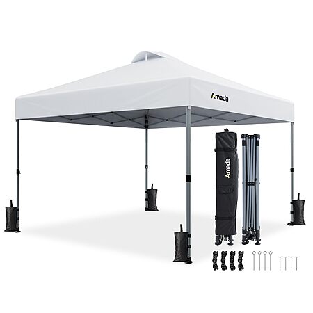 10' x 10' Amada Center Lock Height Adjustable Pop Up Canopy w/ STO-N-Go Bag, 8 Stakes & 4 Sand Bags (White) $54.56 + Free Shipping $52.59 (1 replies)