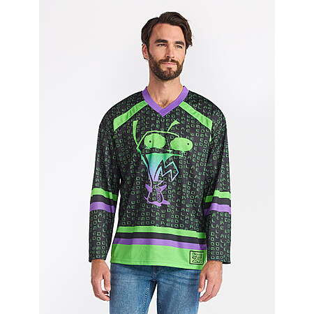 Invader Zim Men's & Big Men's Long Sleeve Graphic Hockey Jersey