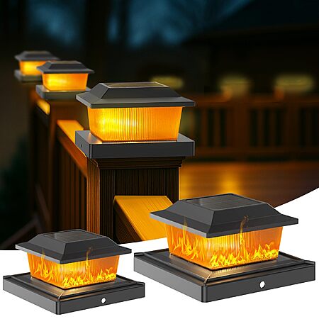 12-Pack Keilaimo Solar Fence Post Solar Lights with Flickering Flame & Warm Modes (Black only) $35.99 + Free Shipping