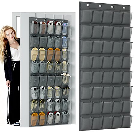 40-Pocket (20-Pair) homyfort Breathable Mesh Pocket Over the Door Shoe Organizer (Oxford-like Grey) $7.99 + Free Shipping w/ Prime or on $35+
