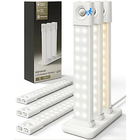 Select Accounts: 6-Pack 8" Ezvalo Motion Sensor Wireless LED Under Cabinet Lights w/ Charging Station $17.49 + Free Shipping w/ Prime or on $35+