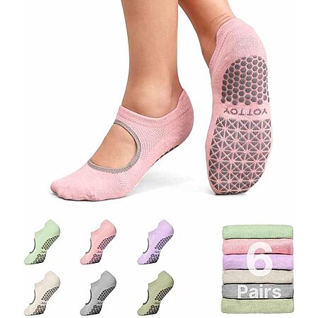 6-Pair Yottoy 85% Cotton Non-Slip Ballet-Type Pilates Socks (Multicolor, Pink, White) from $3.99 + Free Shipping w/ Prime or on $35+