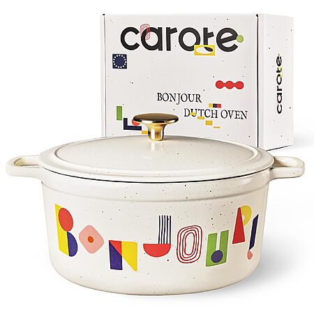 5-Quart Carote Enameled Cast Iron Dutch Oven w/ Lid (Multicolor Bonjour Pattern) $29.99 + Free Shipping w/ Prime or on $35+