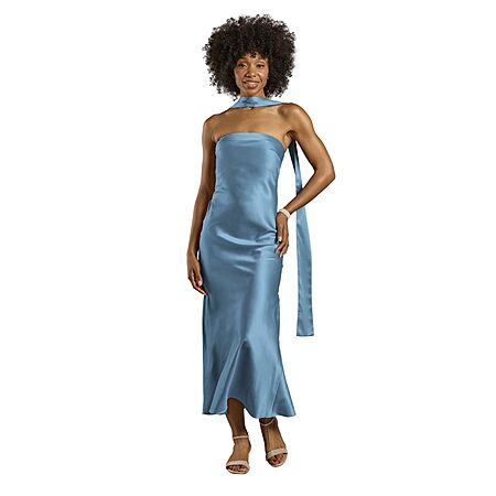 David's Bridal The Edit by DB Studio Strapless Charmeuse Sheath Dress with Scarf $13.99 + Free Shipping w/ Prime or on $35+