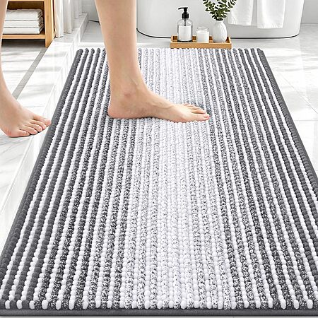 20" x 30" Olanly Chenille Striped Bathroom Rug w/ Rubber Backing (Grey) $6.99 + Free Shipping w/ Prime or on $35+