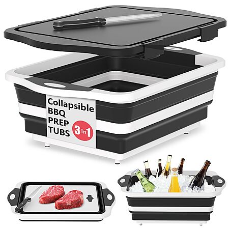 16.7" x 12.2" Hi Ninger 3-in-1 Collapsible Camping Wash Basin Set w/ Colander, Cutting Board, Knife and Lid (Black only) $16.19 + Free Shipping w/ Prime or on $35+