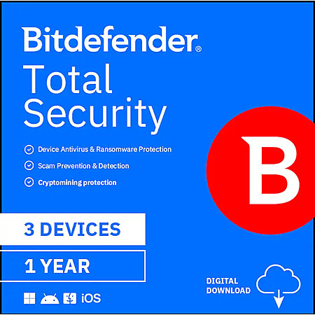 1-Year 3 Device Bitdefender Total Security Software (Digital Delivery) $30