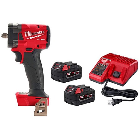 Milwaukee M18 FUEL Cordless 3/8 in. Compact Impact Wrench with Batteries & Charger Kit $199