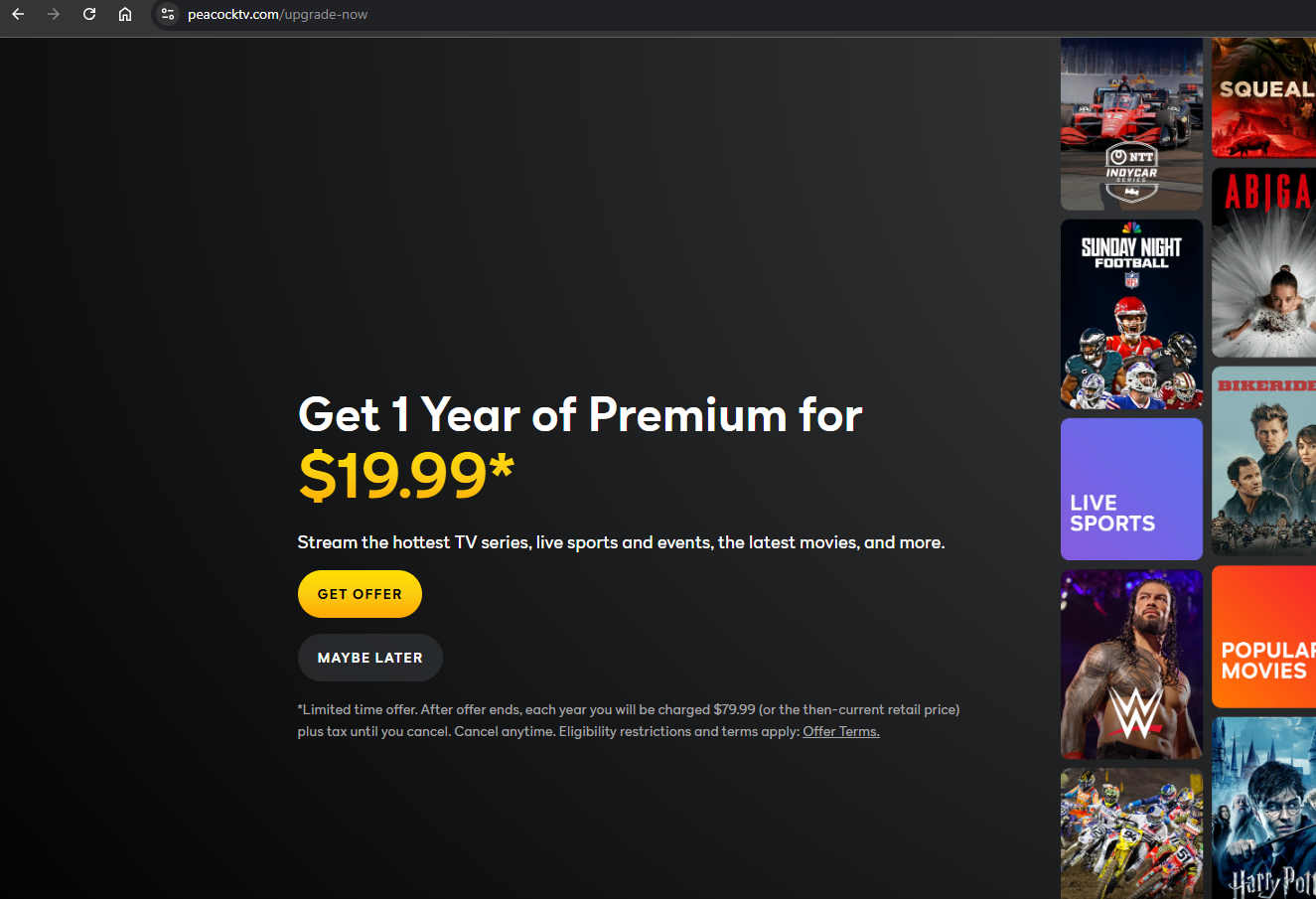 1-Year Peacock Premium Streaming TV Service (Ad Supported) $20 & More ...